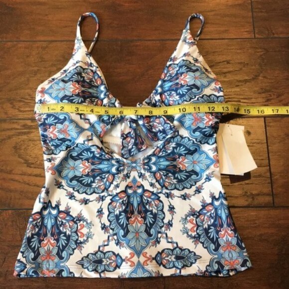 NWT BECCA Naples Tie Front Tankini Swim Top - Picture 4 of 8